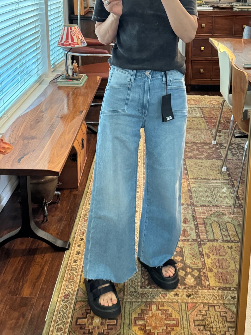 NWT PAIGE High Rise Anessa Wide Leg Crop Jeans Raw Hem Size 27 - Picture 1 of 16
